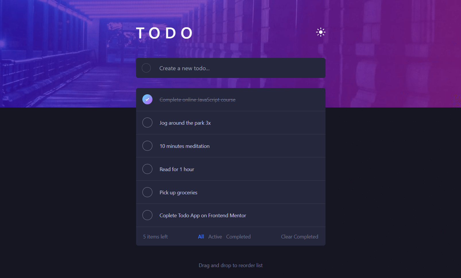 todo app screenshot